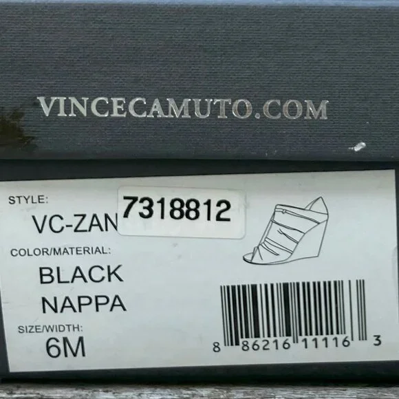 ✨Black Leather Peep-Toe Wedge Ankle Booties - Size 6M - Picture 14 of 14